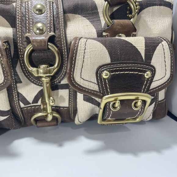 Vintage Y2K Coach Limited Edition Mandy Legacy Brown & Cream Turn Knob Tag - Picture 3 of 15